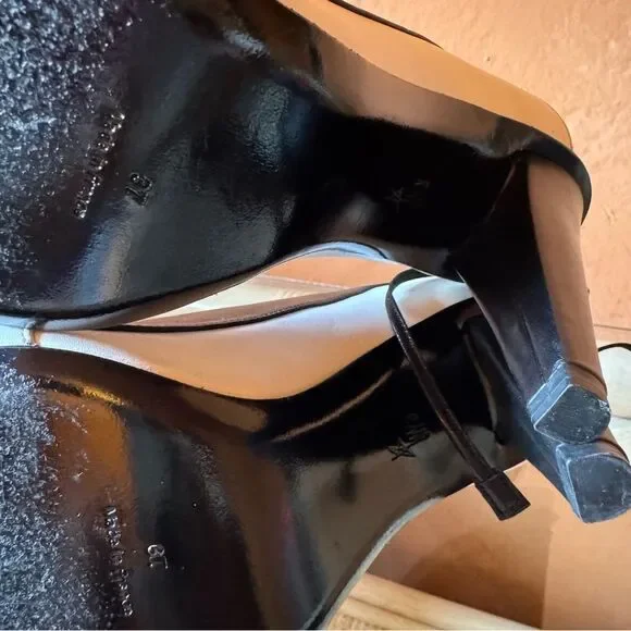 Roland Mouret Two-Tone Leather Slingback Heels Open Toe Size 37 - Picture 8 of 8